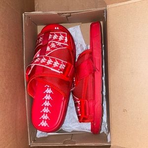 Red designer flip flop sandals